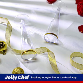 JOLLY CHEF Disposable Plastic Champagne Flutes,Gold Rim,4.5 oz,40 Pack - JOLLYCHEF