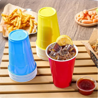 JOLLY CHEF 160 Pack 16 oz Disposable Plastic Cups, Assorted Color Plastic Party Cups