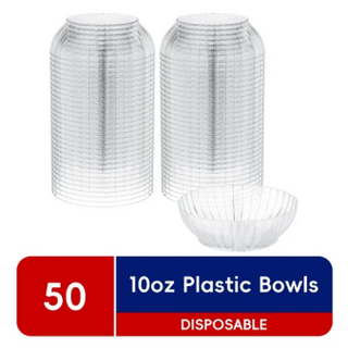 JOLLY CHEF 50 Pack Disposable Plastic Bowls 10 Oz, Heavy Duty Dessert Bowls