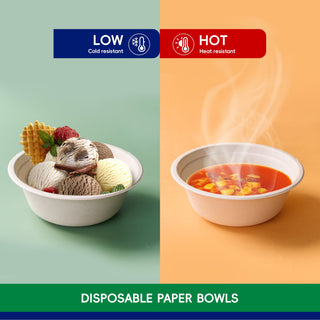 Jolly Chef's 16oz disposable paper bowls product have both cold and heat resistant