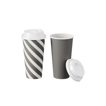 Gray Stripe Coffee Cups With Lids(600sets)