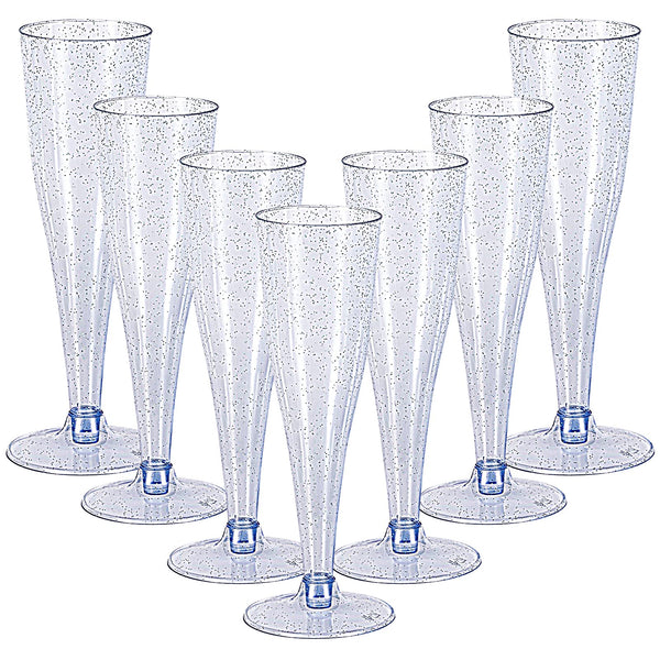 4.5oz Bulk Plastic Champagne Flutes | Plastic Glasses for Champagne, Prosecco | Disposable, Hard Plastic | Restaurant Supply