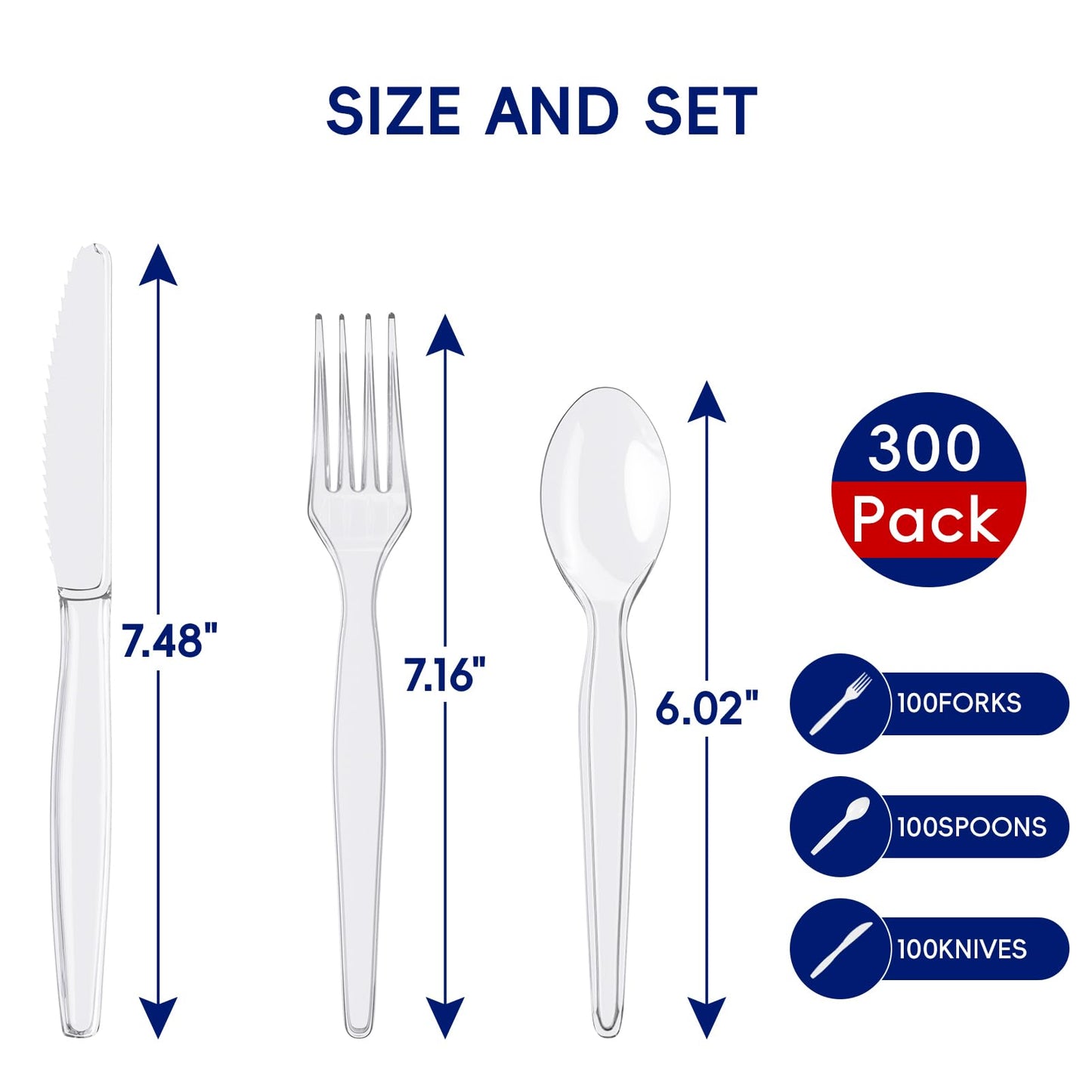 Clear Plastic Knifes&Spoons&Folks(Set of 3)