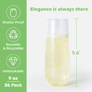 9oz Clear PET Plastic Stemless Champagne Flutes - Wedding & Parties - Jolly Chef - JOLLYCHEF