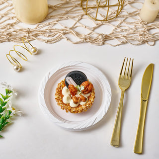 6in/ 9in White Plastic Plates with Curved Edges - Party & Picnic - Jolly Chef - JOLLYCHEF