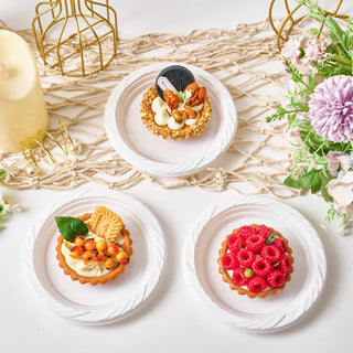 6in/ 9in White Plastic Plates with Curved Edges - Party & Picnic - Jolly Chef - JOLLYCHEF