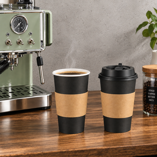 Vasos de Papel Negros al por Mayor | Vasos de Papel para Café, Té, Chocolate Caliente | Aptos para Alimentos | Suministros para Cafeterías