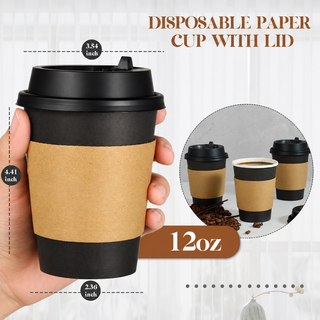 Vasos de Papel Negros al por Mayor | Vasos de Papel para Café, Té, Chocolate Caliente | Aptos para Alimentos | Suministros para Cafeterías