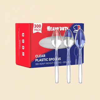 Clear Heavy Duty Disposable Plastic Flatware - Party & Wedding Use - Jolly Chef - JOLLYCHEF
