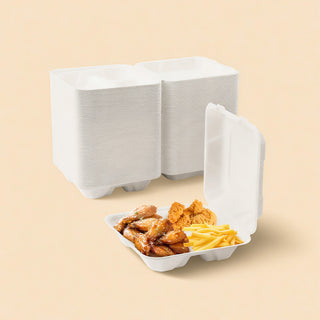 White Microwave - Safe Take Out Compostable Food Containers with Lids - Catering & Picnics - Jolly Chef - JOLLYCHEF
