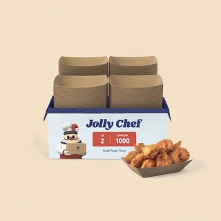 1/4lb / 2lb / 3lb Kraft Brown Paper Food Trays - Snacks & French Fries - JOLLY CHEF