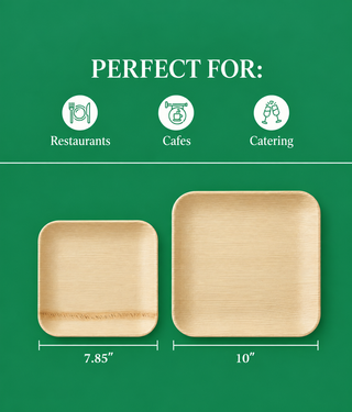 Multi-Size Square Palm Leaf Plate Collection | Eco-Friendly Plates for Catering & Events | 100% Natural & BPA-Free