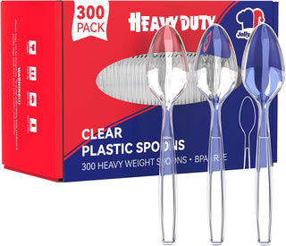 Clear Heavy Duty Disposable Plastic Flatware- Party & Wedding Use - Jolly Chef