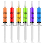 Assorted color 1.5oz/2oz bulk shot syringes with fill markings for jelly and beverage shots.