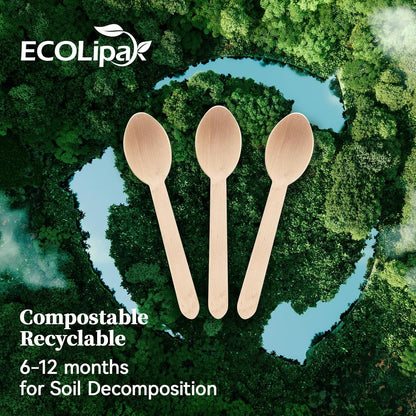 ECOLipak Wooden Disposable Spoons